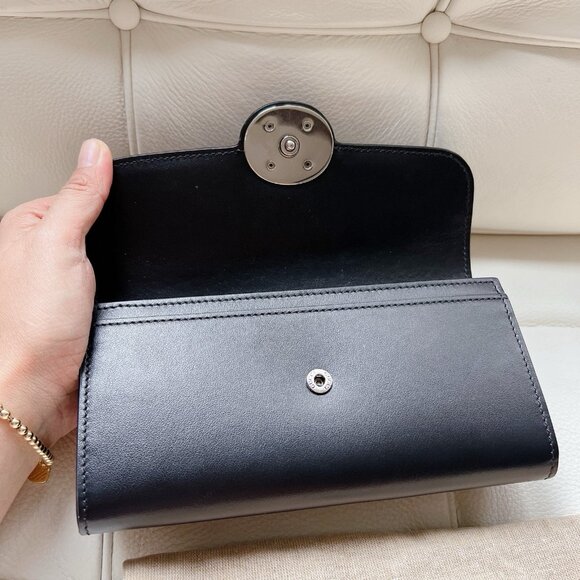 Gucci 762167 Mini Joan Double GG Logo Leather Black Bifold Long Wallet - NEW - Picture 4 of 7